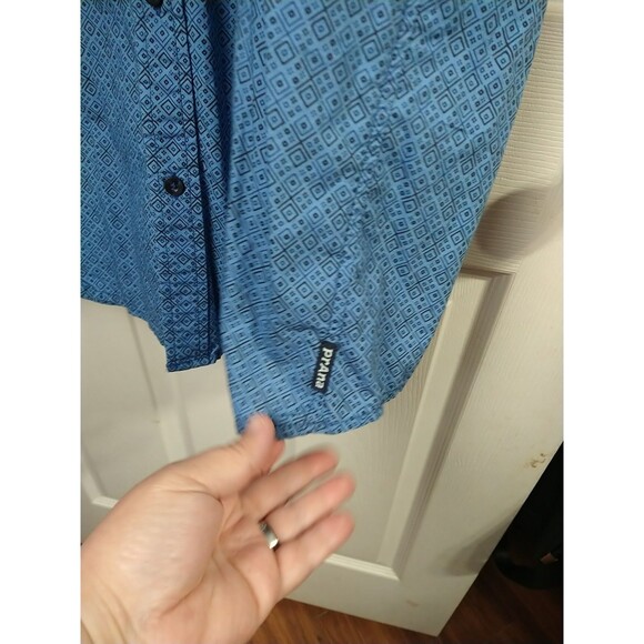 Prana Men's XL Blue Diamond S/S Collared Button Shirt Preppy Business Casual - Picture 5 of 8